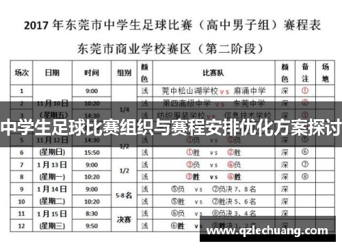 中学生足球比赛组织与赛程安排优化方案探讨